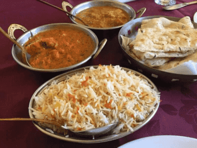 Pulao Rice, Naan, and Zeera Special Chicken